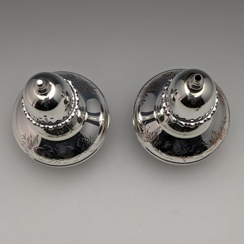 British vintage silver plate seasoning container pair